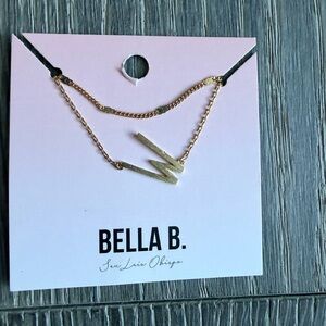 Double Layer Gold Initial Necklace "W"